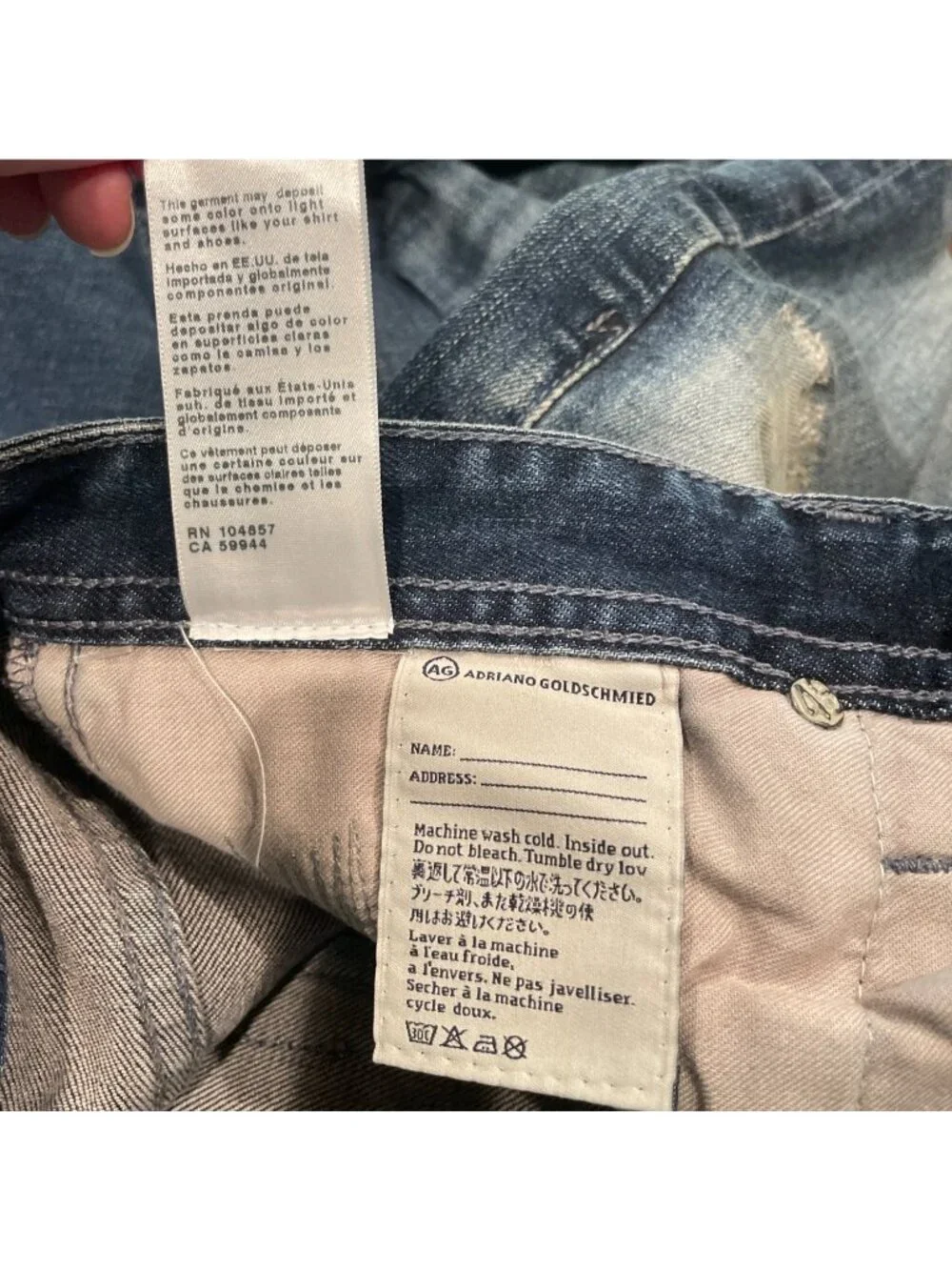 AG Matchbox Slim Straight Jean 32x33 Dark Wash Distressed Faded Stretch Denim
